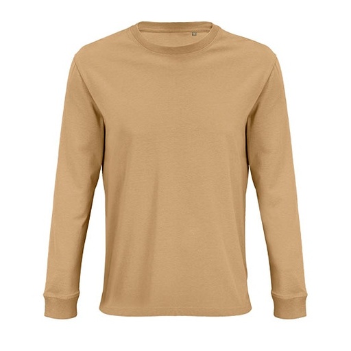 Koszulka Oversize z Długim Rękawem Bawełna Organiczna L03982 - Dark Beige