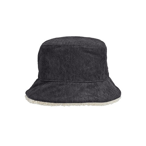 Dwustronny kapelusz sztruksowy L03998 - Carbon Grey & Shear Beige