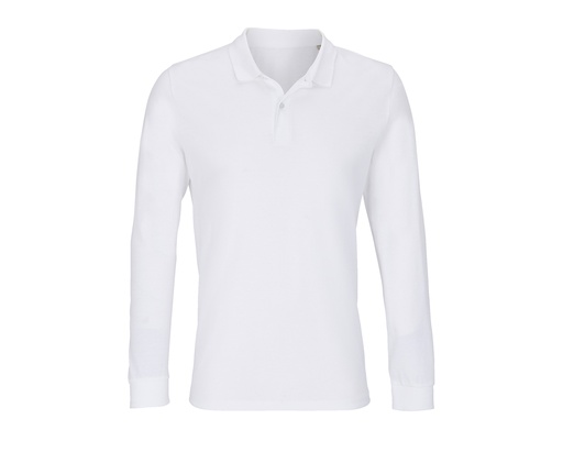 Koszulka Polo Unisex Długi Rękaw Bawełna Organiczna L04241 - White