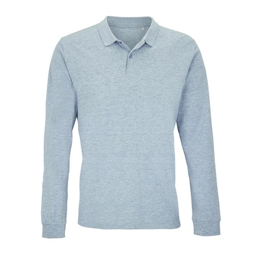 Koszulka Polo Unisex Długi Rękaw Bawełna Organiczna L04241 - Grey Melange