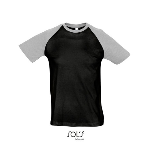 T-shirt Klasyczny Raglanowy L140 - Black & Grey Melange