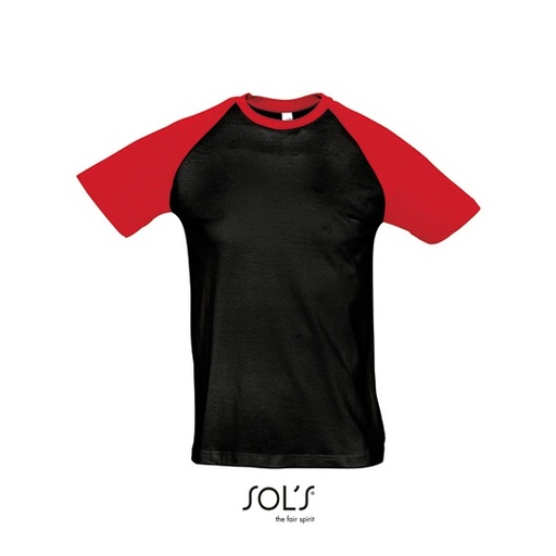 T-Shirt Klasyczny Raglanowy L140 - Black & Red