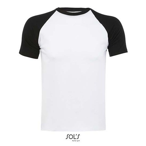 T-shirt Klasyczny Raglanowy Bawelniany L140 - White & Black