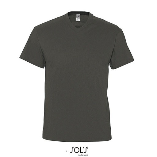 T-shirt Męski Klasyczny Bawełniany Dekolt V L151 - Dark Grey (Solid)