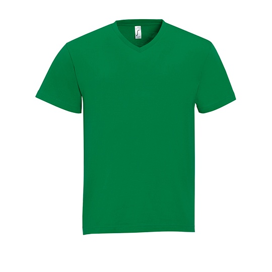 T-shirt Męski Klasyczny Bawełniany Dekolt V L151 - Kelly Green