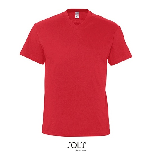 T-shirt Męski Klasyczny Bawełniany Dekolt V L151 - Red