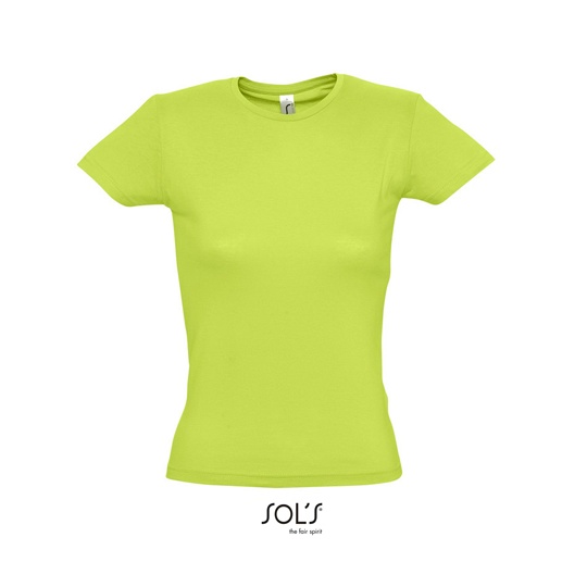 Dopasowany T-shirt Damski z Krótkim Rękawem - Apple Green