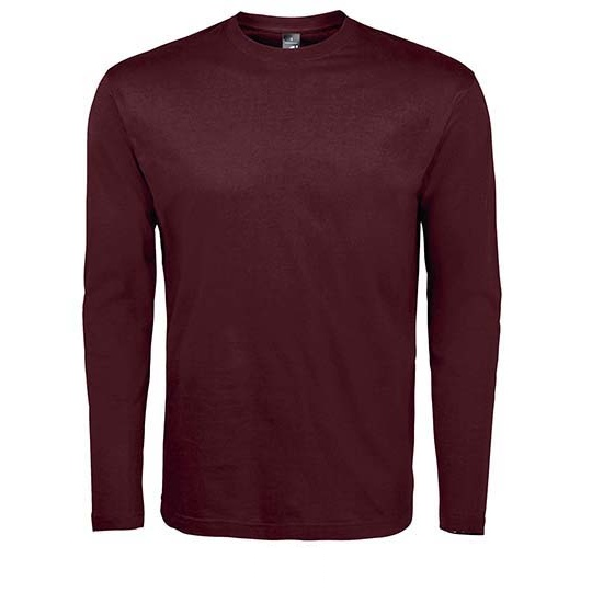 T-Shirt Klasyczny Długi Rękaw Bawełniany L241 - Oxblood
