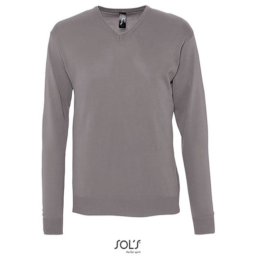Męski sweter z dekoltem V L410 - Medium Grey (Solid)