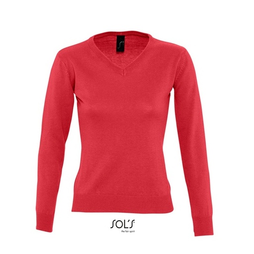 Sweter Damski Dopasowany Bawełniano Akrylowy L411 - Red