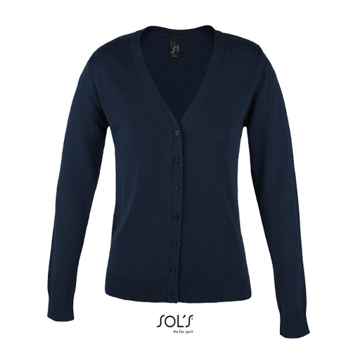 Damski kardigan slim z dekoltem V L419 - Navy