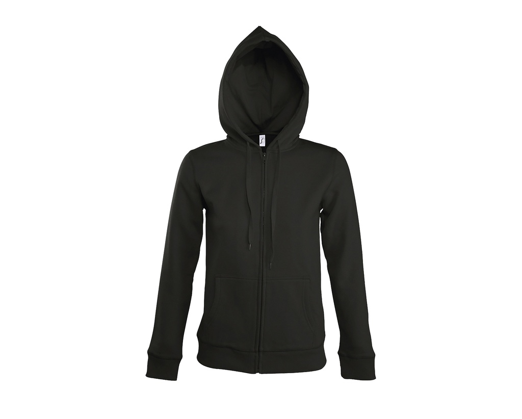 Damska bluza slim z kapturem na zamek - Black