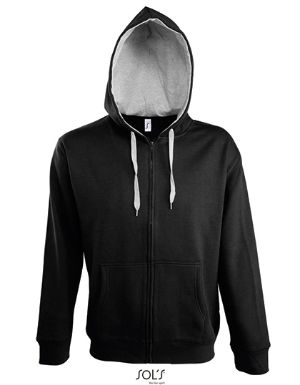 Męska kontrastowa rozpinana bluza z kapturem Soul  - Black & Grey Melange