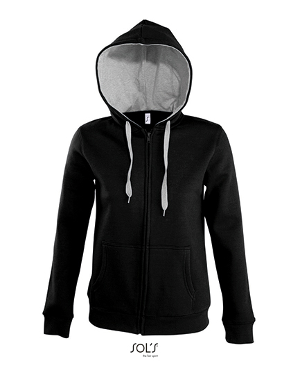Damska kontrastowa rozpinana bluza z kapturem Soul  - Black & Grey Melange
