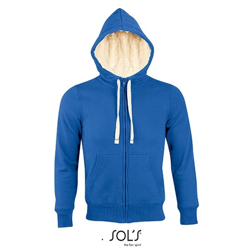 Bluza z Kapturem Slim Bawełniana z Podszewka Sherpa L482 - Royal Blue 241