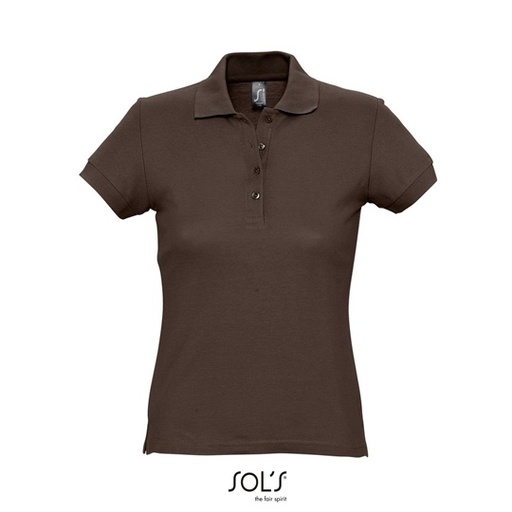 Koszulka Polo Dopasowana Damska Pika Bawelniana L513 - Chocolate