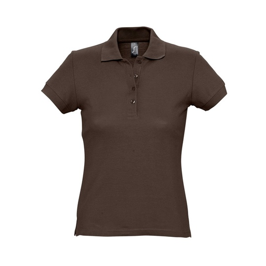 Koszulka Polo Dopasowana Damska Pika Bawełniana L513 - Chocolate