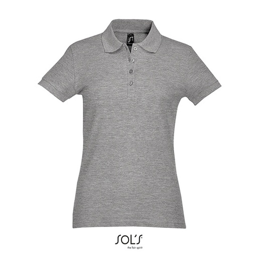 Damska koszulka polo dopasowana L513 - Grey Melange