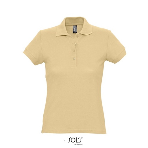 Koszulka Polo Dopasowana Damska Pika Bawelniana L513 - Sand