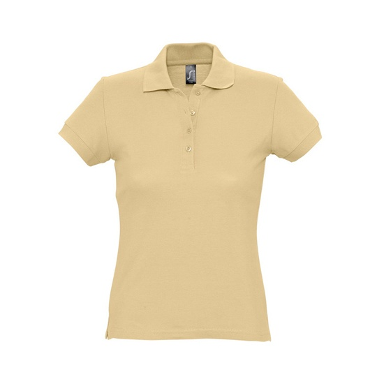 Koszulka Polo Dopasowana Damska Pika Bawełniana L513 - Sand