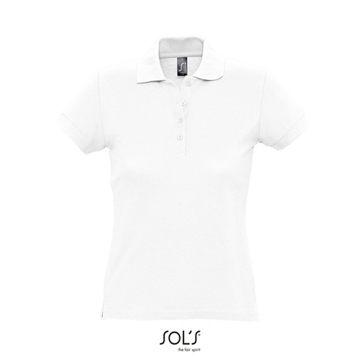 Koszulka Polo Dopasowana Damska Pika Bawełniana L513 - White