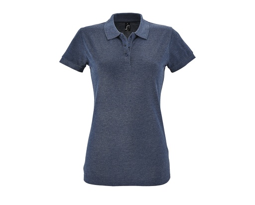 Koszulka Polo Damska Slim Bawełniana L526 - Heather Denim
