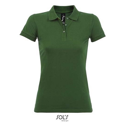 Koszulka Polo Damska Slim Bawełniana L526 - Bottle Green