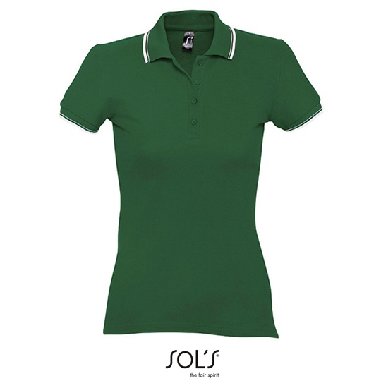 Damska Koszulka Polo z Kontrastowymi Detalami - Golf Green & White