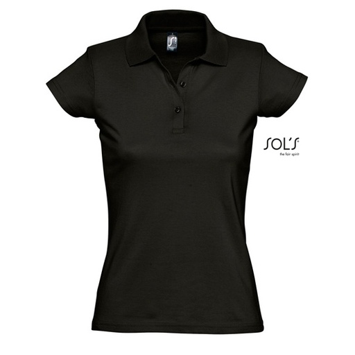 Koszulka Polo Damska Bawelna Jersey L534 - Deep Black