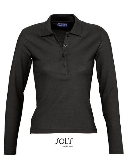 Damskie polo z długim rękawem Podium  - Black