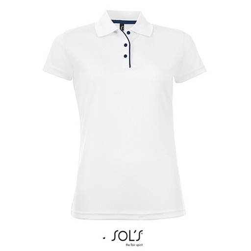 Damska Koszulka Polo Klasyczna Poliester L544 - White