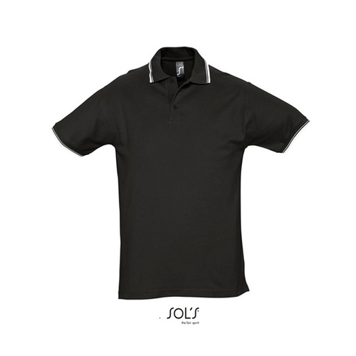 Polo męskie z kontrastowymi detalami L585 - Black & White