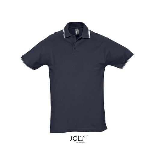 Polo męskie z kontrastowymi detalami L585 - Navy & White