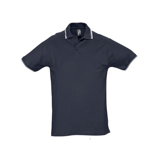Koszulka Polo Męska Pique Klasyczna L585 - Navy & White