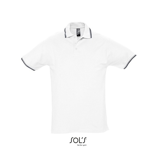 Koszulka Polo Męska Pique Klasyczna L585 - White & Navy