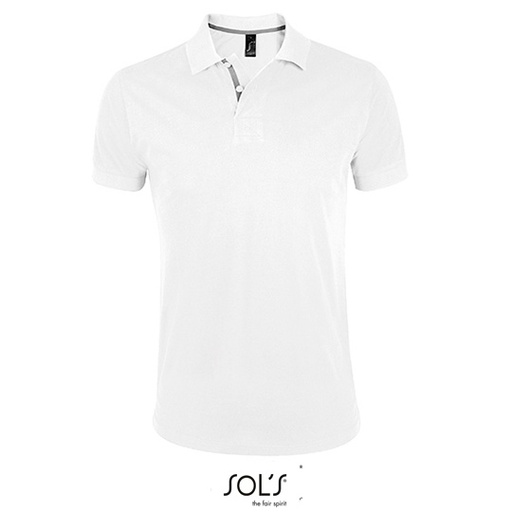 Koszulka Polo Męska Slim Bawełniana L587 - White & Grey (Solid)