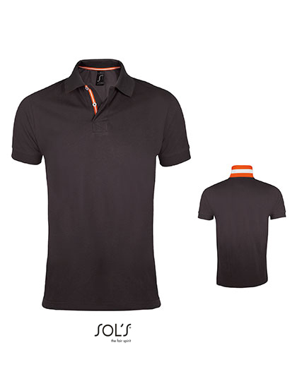 Męskie polo Patriot  - Dark Grey (Solid) & Orange & White & Orange