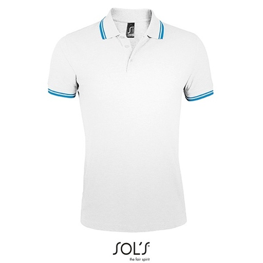 Polo Slim z Kontrastowymi Detalami L591 - White & Aqua