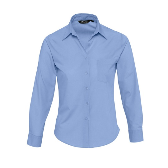 Koszula Damska Klasyczna Popelinowa L621 - Middle Blue