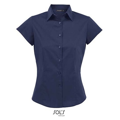 Koszula Damska Dopasowana Popelina Elastyczna L630 - Dark Blue