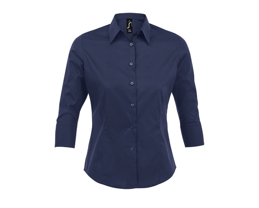 Bluzka Dopasowana Bawełna Elastan Popelina L631 - Dark Blue