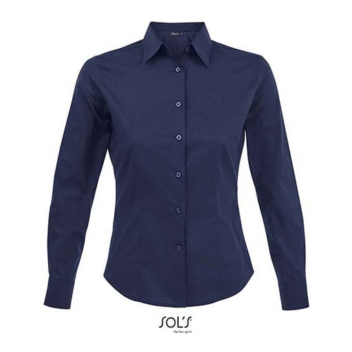 Damska Koszula Slim Popelinowa Elastan L634 - Dark Blue