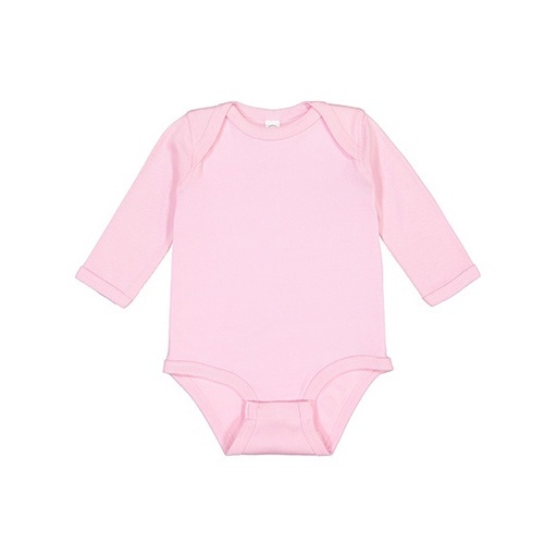 Body niemowlece dlugi rekaw czesana bawelna LA4411N - Pink