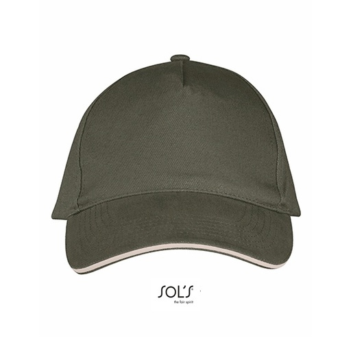 Czapka pięciopanelowa LC00594 - Army & Beige