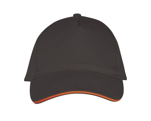 Czapka pięciopanelowa LC00594 - Dark Grey (Solid) & Orange