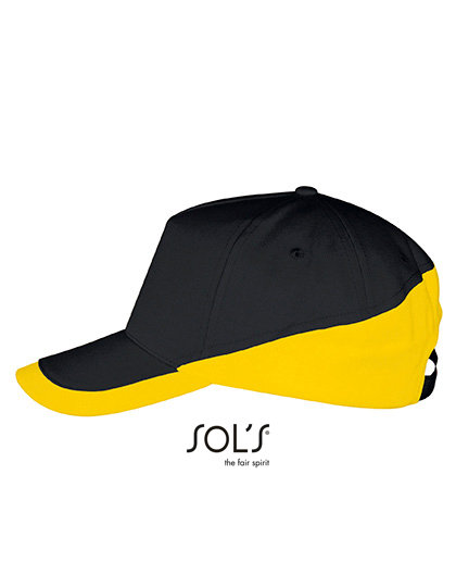 Kontrastowa czapka pięciopanelowa Booster  - Black & Gold
