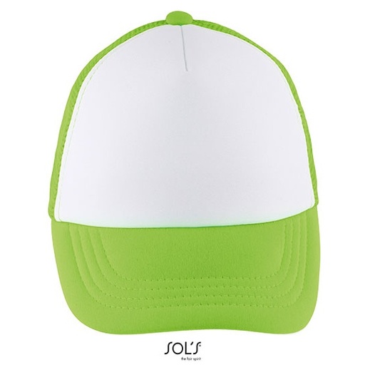Dziecięca czapka z daszkiem pięciopanelowa LC03091 - White & Neon Green