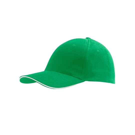 Czapka 6-panelowa Bawełniana LC88100 - Kelly Green & White