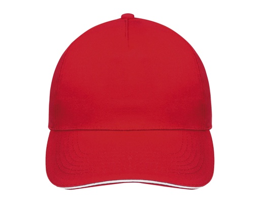 Czapka 5-panelowa Lekka Bawelniana LC88110 - Red & White