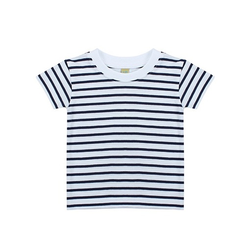 T-shirt w paski z krótkim rękawem LW027 - White & Oxford Navy